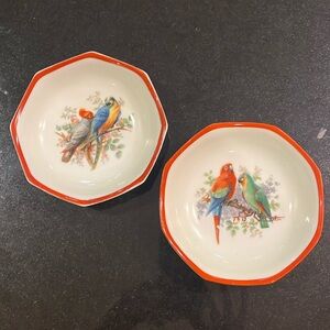 (2) Vintage Parrots / Birds Berry Bowls by SCHUMANN Bavaria
